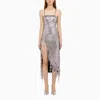 Attico Avery Embellished Square Neck Fringe Dress