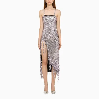 ATTICO THE ATTICO  LAVENDER ASYMMETRIC DRESS WITH RHINESTONES
