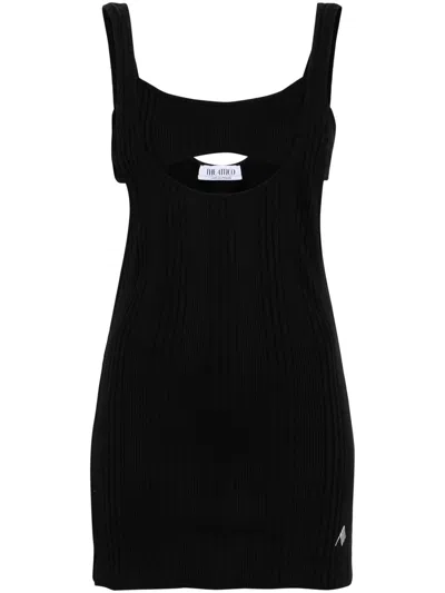 Attico Ribbed V-neck Layered Tank Top In Black