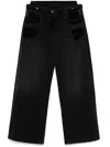 Attico High Waist Wide-leg Denim Jeans In Black