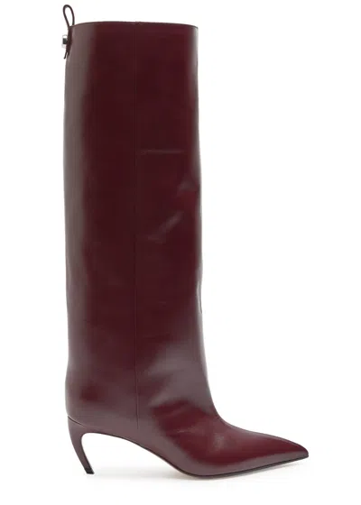 Attico The  Lea 65 Leather Knee-high Boots In Burgundy