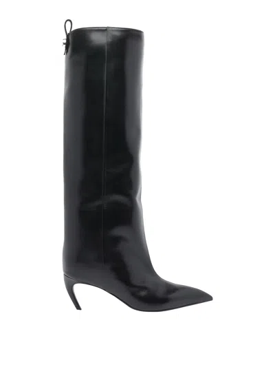 Attico Lea 65 Mm Knee High Stiletto Boots In Black