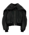 Attico The  Leather Bomber Jacket In Black