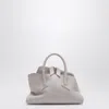 Attico Mini La Passeggiata Grained Leather Top Handle Bag In Gray