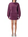 Attico Burgundy Draped Mini Dress With Long Sleeves In Purple