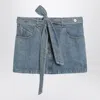 Attico Denim Mini Skirt With Pockets And Belt In Blue