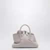 Attico Mini La Passeggiata Grained Leather Top Handle Bag In Gray
