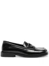 Attico Leather Loafers With Penny Strap Detail In Black