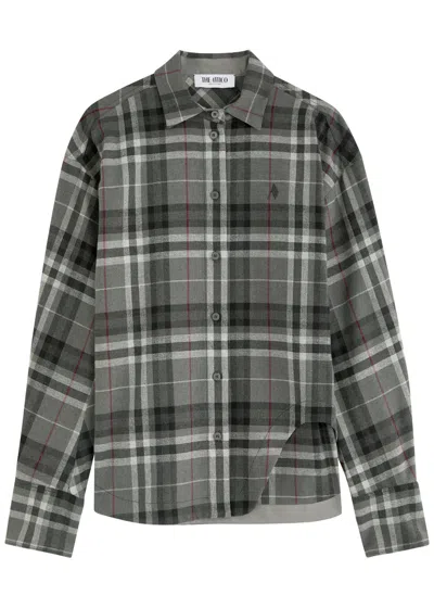Attico The  Logo Checked Cotton-blend Shirt In Gray
