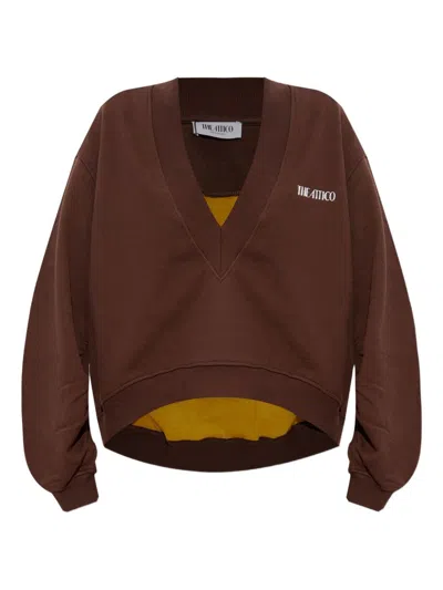 Attico The  Logo Cotton Sweatshirt In Brown