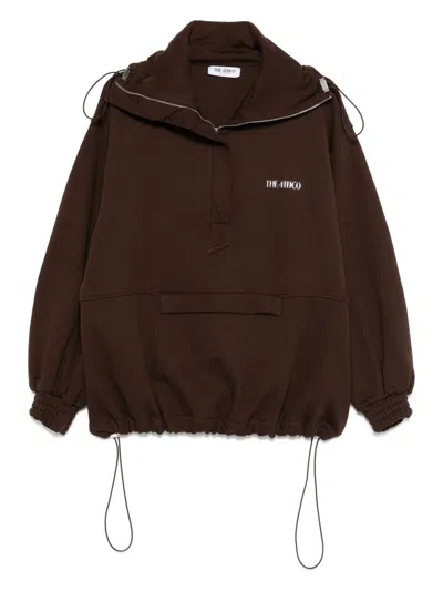 Attico The  Logo Cotton Sweatshirt In Brown