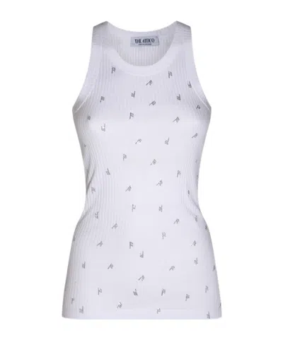 ATTICO THE ATTICO LOGO EMBELLISHED RIBBED TOP
