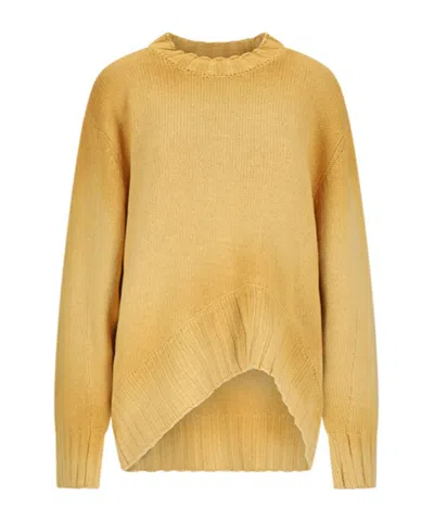 Attico The  Logo Embroidered Asymmetric Jumper In Yellow