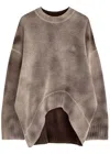 Attico The  Logo-embroidered Faded Wool-blend Jumper In Taupe