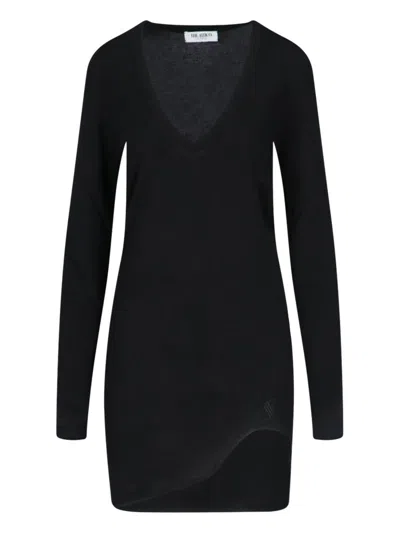Attico Knee Length Dress Long Sleeves In Black