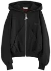 Attico The  Logo Hooded Cotton Sweatshirt In Dark Grey