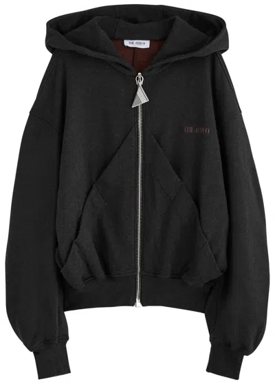 Attico The  Logo Hooded Cotton Sweatshirt In Dark Grey
