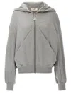 Attico Oversized Grey Hoodie With Logo Lettering Embroidery In Cotton Woman