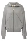 Attico Oversized Grey Hoodie With Logo Lettering Embroidery In Cotton Woman