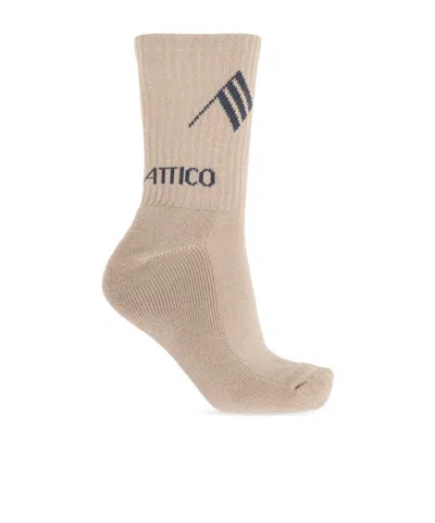 Attico The  Logo Intarsia-knit Socks In Nude