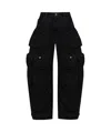 Attico Fern Wide-leg Cargo Jeans In Black