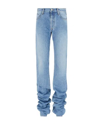 Attico The  Logo Patch Long Jeans In Blue