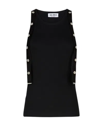 Attico Jersey Ribbed Sleeveless Top In Black