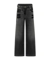 Attico Layered Waist Wide-leg Jeans In Black