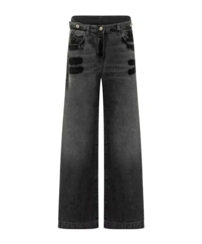ATTICO THE ATTICO LOGO PATCH WIDE-LEG JEANS