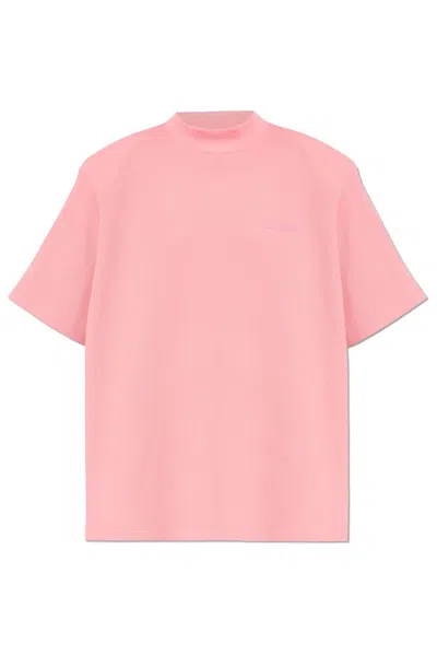 Attico Oversized Waffle-knit Roz T-shirt In Pink