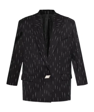 Attico The  Logo Plaque Tailored Blazer In Black