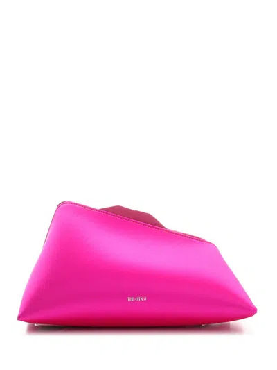 Attico The  Logo Printed Asymmetric Clutch Bag In Pink