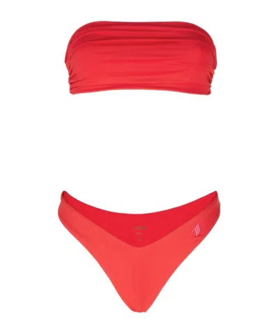 Attico The  Logo Printed Two-piece Swimsuit In Red