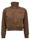 Attico Cropped Brown Sweatshirt With Embossed Logo