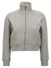 Attico High Collar Ribbed Sweatshirt In Gray