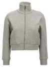 Attico High Collar Ribbed Sweatshirt In Gray