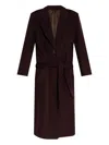Attico Tailored Long Coat Featuring Waist Belt In Brown