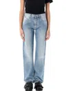 Attico Pantaloni Boyfriend Spalmati In Sky Blue