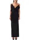 Attico Suspender Deep V Dress In Black