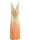 Attico The  Long Tulle Dress With Geometric Inserts In Multi