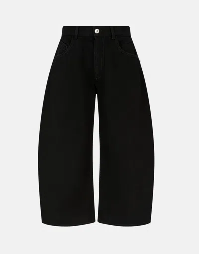 Attico The  Long Pant Washed Denim In Black