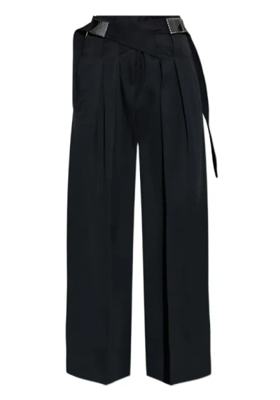 Attico The  Long Pant Wool Gabardine In Black
