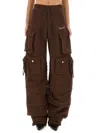Attico Brown Cargo Pants With Elastic Drawstring Waist And Logo Lettering On The Front In Cotton Woman In Brown