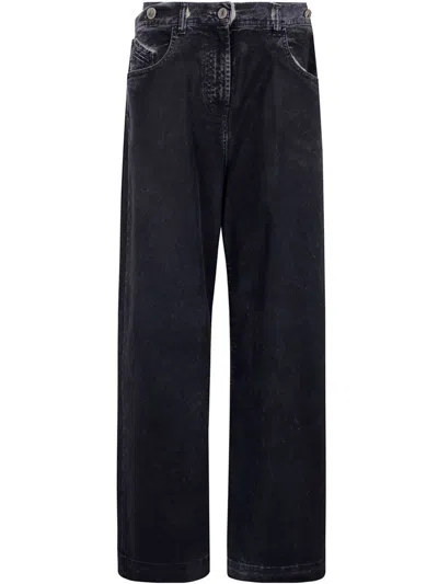 Attico The  Long Pants Navy Blue In Black