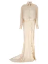 Attico Satin Chemisier Dress Draped Skirt