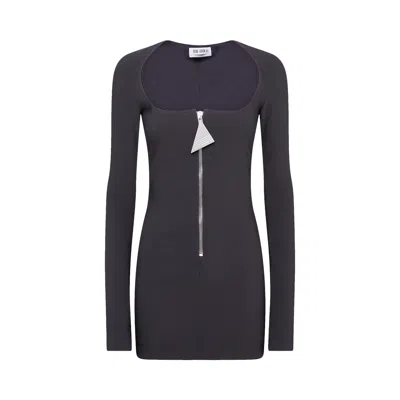 Pre-owned Attico The  Long-sleeve Scoop Neck Dress 'black' | Women's Size 42