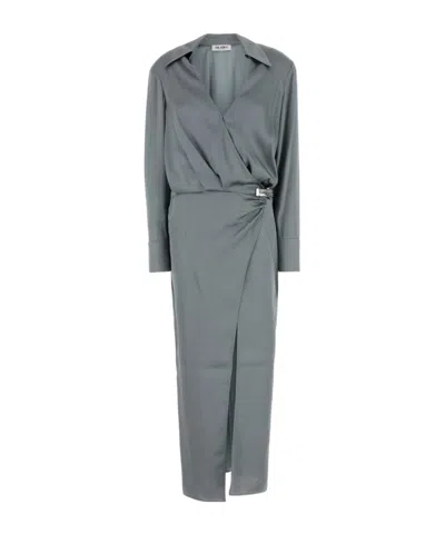 Attico The  Long-sleeved Dress In Green