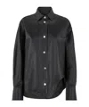 Attico Long-sleeved Leather Shirt In Black