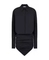 Attico The  Long-sleeved Mini Shirt Dress In Black