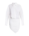 Attico Hatty Ruched Mini Shirtdress In White